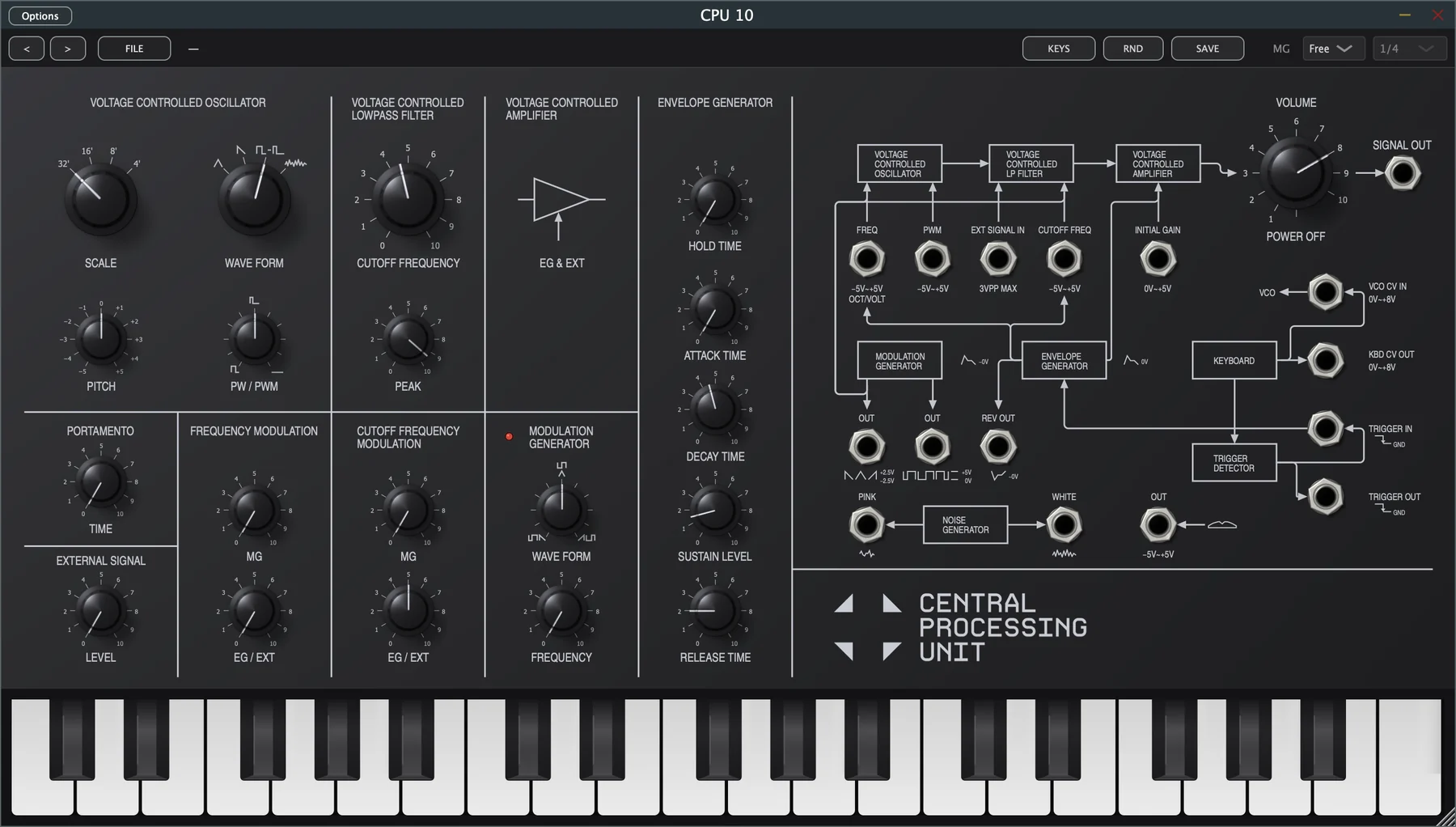 CPU 10 — semi-modular synthesiser plugin panel